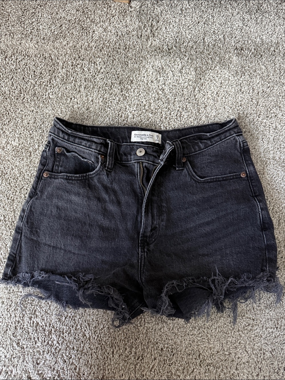 Abercrombie & Fitch High-Waist Black Distressed Denim Shorts
